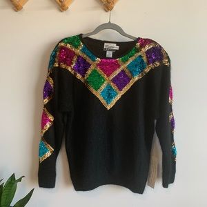 NWT Vintage Angora & Sequin sweater sz Med